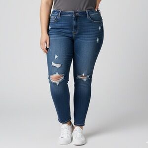 OLD NAVY Mid Rise power slim straight distressed jeans size 18 Short